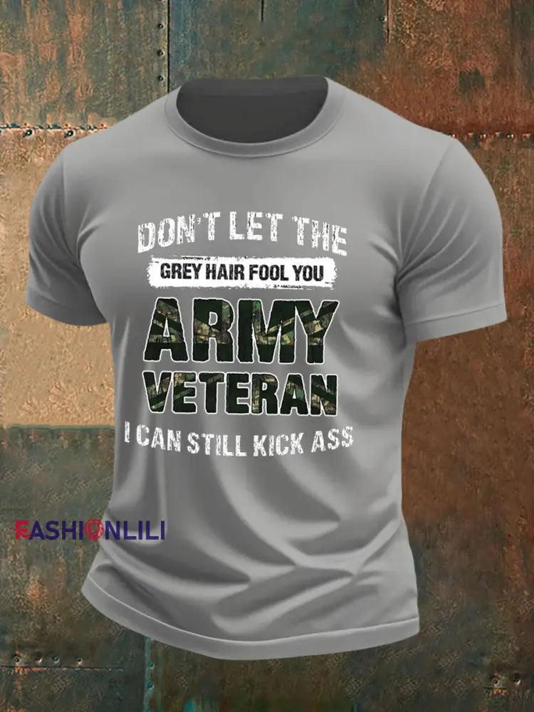 Men’s British Veteran imitation cotton short-sleeved T-shirt Light Gray / S
