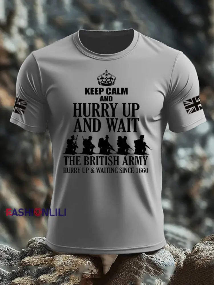 Men’s British Veteran imitation cotton short sleeved T shirt Light Gray / S