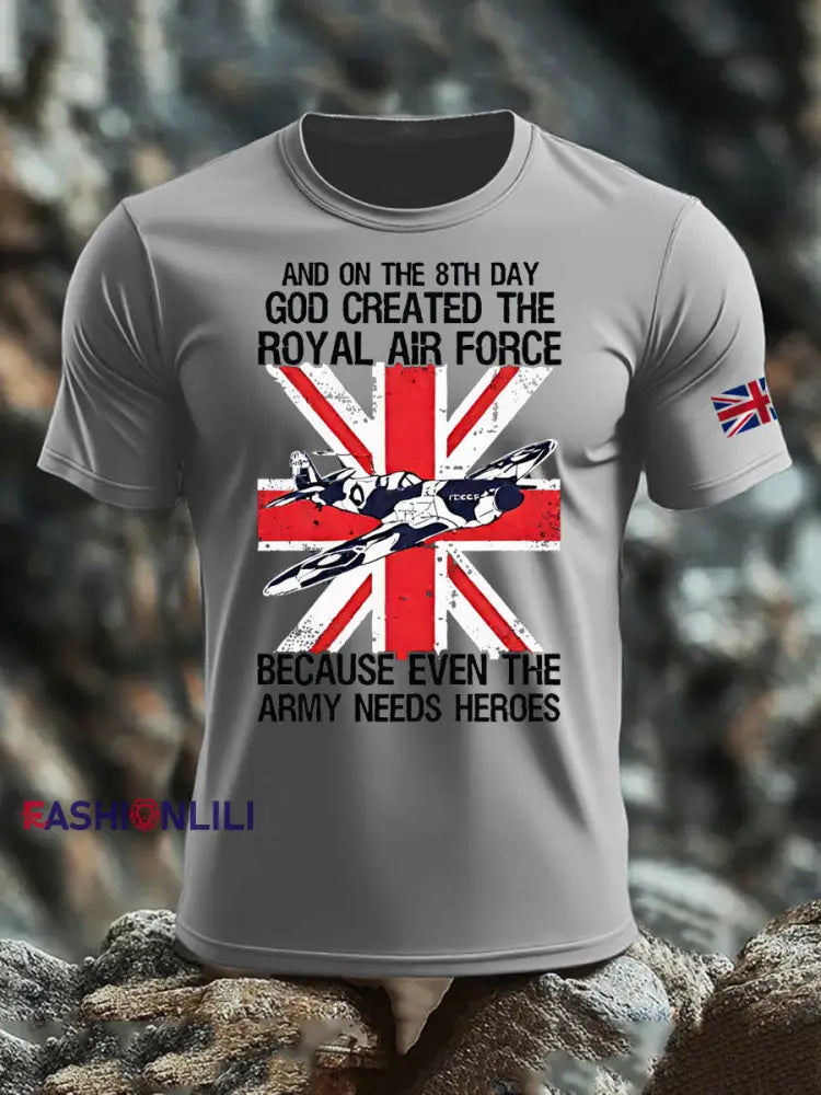 Men’s British Veteran imitation cotton short-sleeved T-shirt Light Gray / S