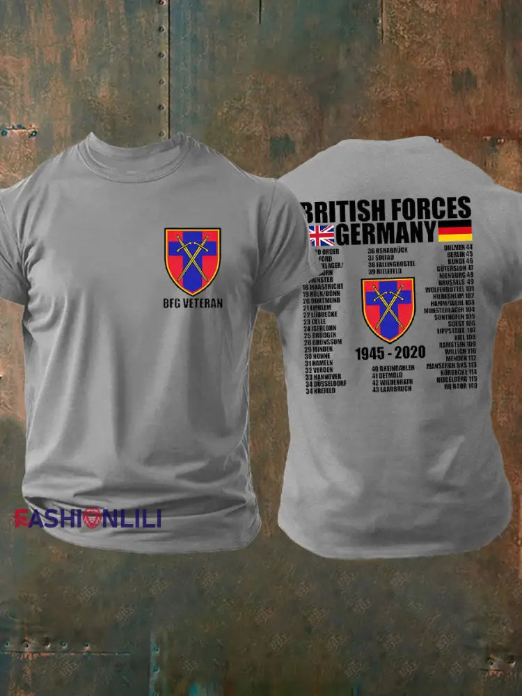 Men’s British Veteran imitation cotton short sleeved T shirt Light Gray / S