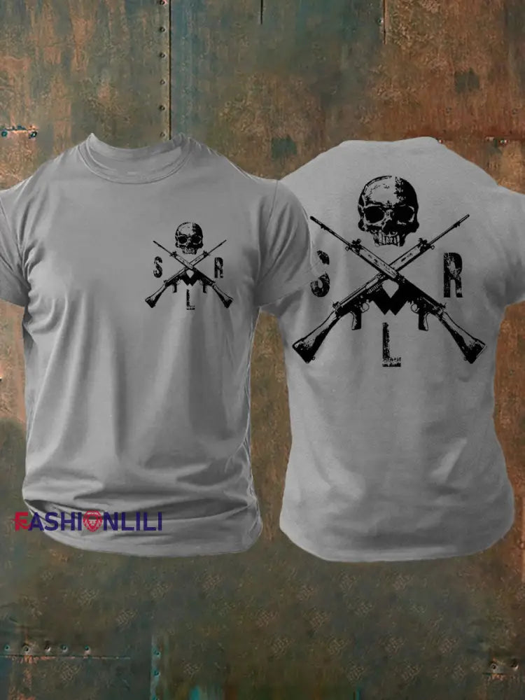 Men’s British Veteran imitation cotton short sleeved T shirt Light Gray / S