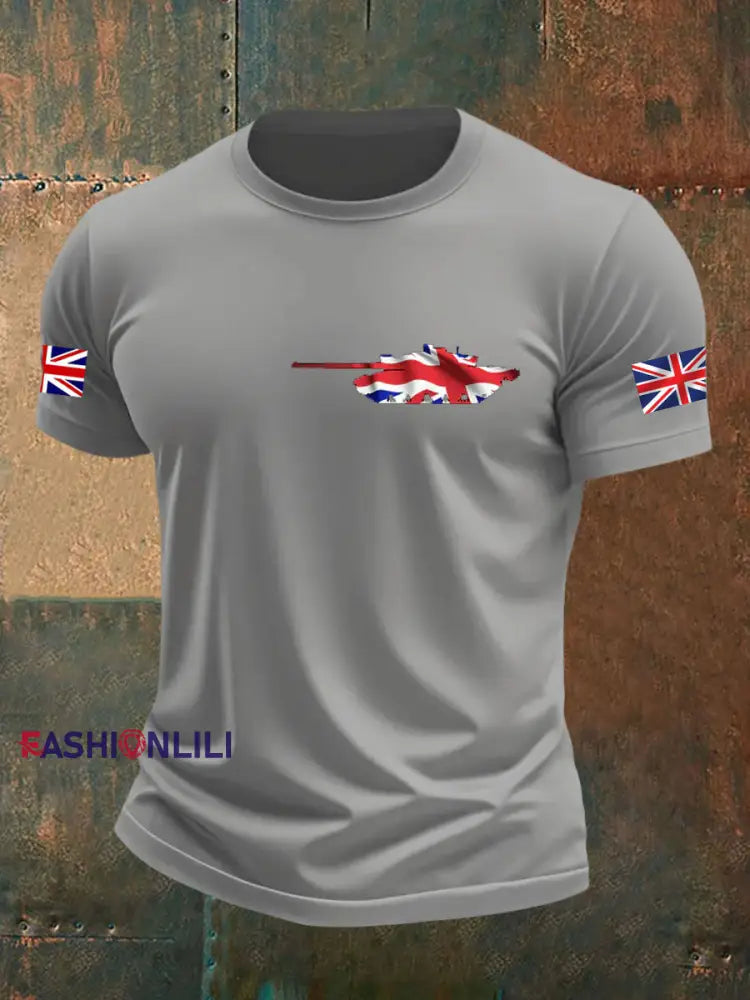 Men’s British Veteran imitation cotton short sleeved T shirt Light Gray / S