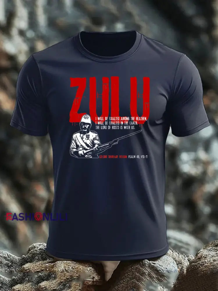 Men’s British Veteran imitation cotton short-sleeved T-shirt Navy Blue / S