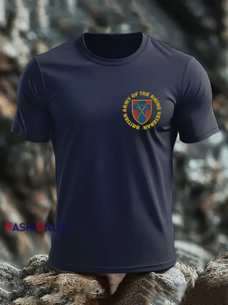 Men’s British Veteran imitation cotton short sleeved T shirt Navy Blue / S