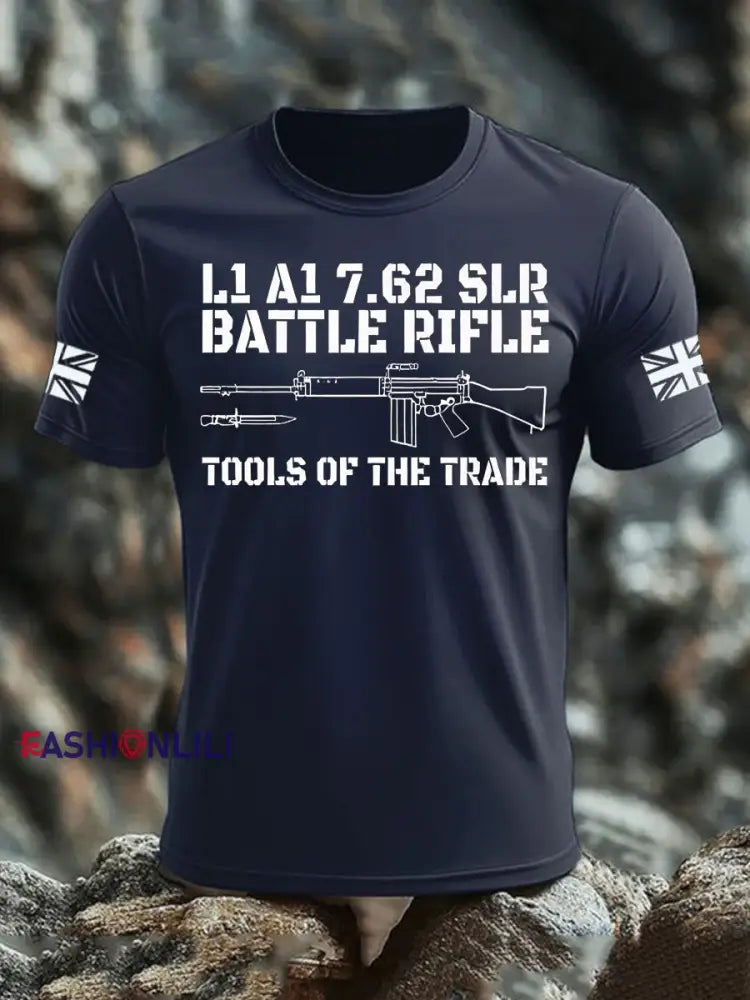 Men’s British Veteran imitation cotton short-sleeved T-shirt Navy Blue / S