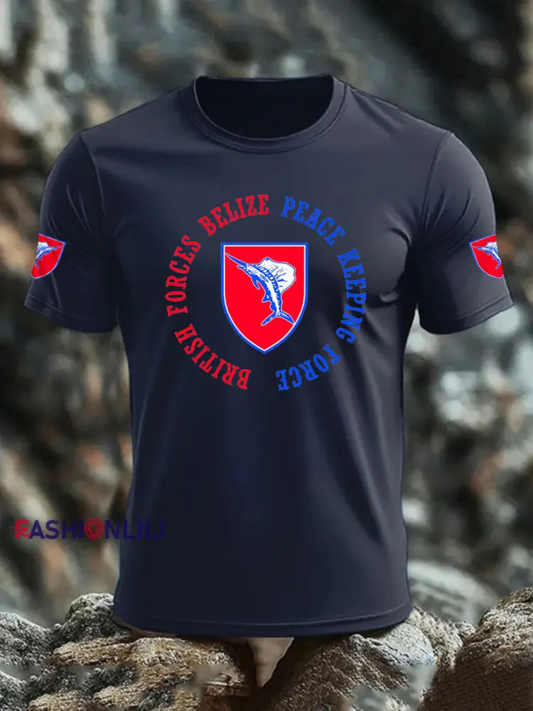 Men’s British Veteran imitation cotton short sleeved T shirt Navy Blue / S