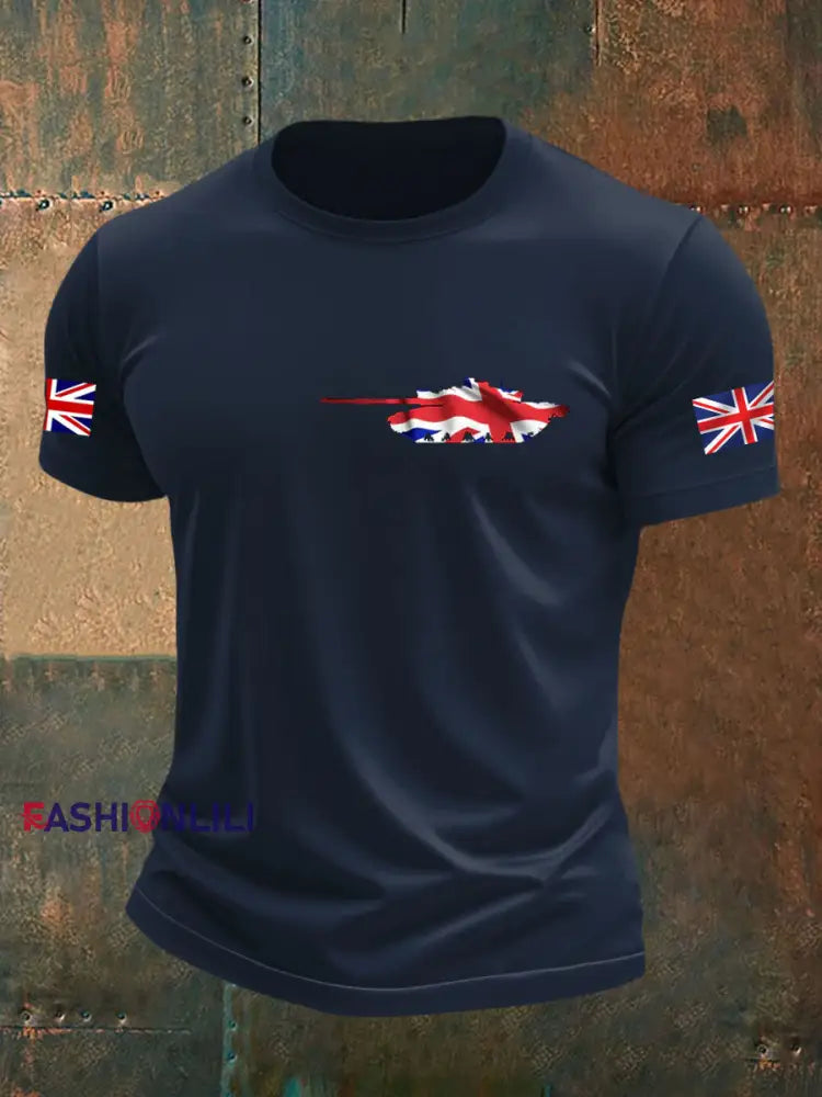 Men’s British Veteran imitation cotton short sleeved T shirt Navy Blue / S