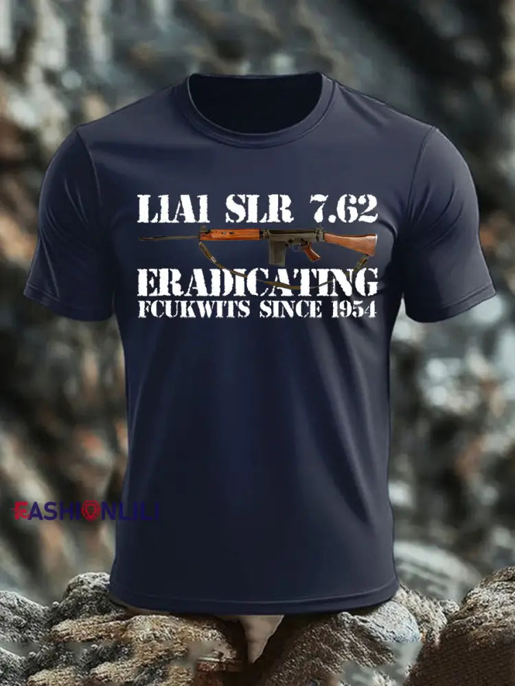 Men’s British Veteran imitation cotton short-sleeved T-shirt Navy Blue / S