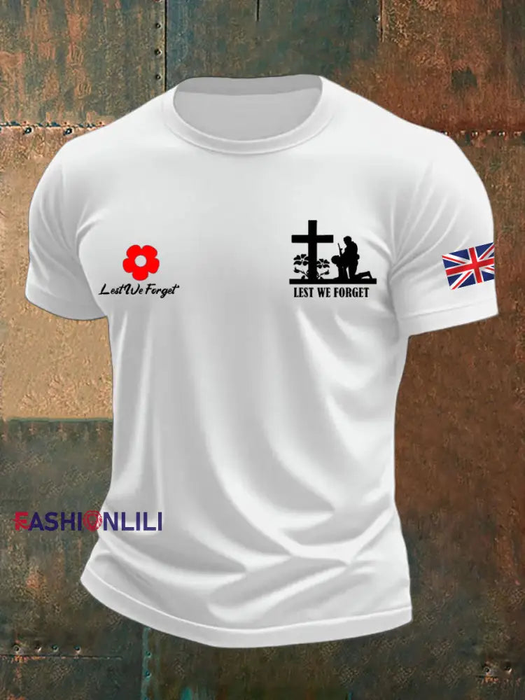 Men’s british veteran imitation cotton short sleeved T shirt White / S