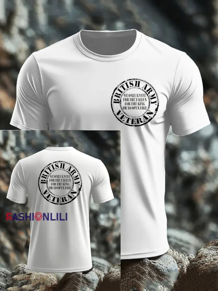 Men’s British Veteran imitation cotton short-sleeved T-shirt White / S