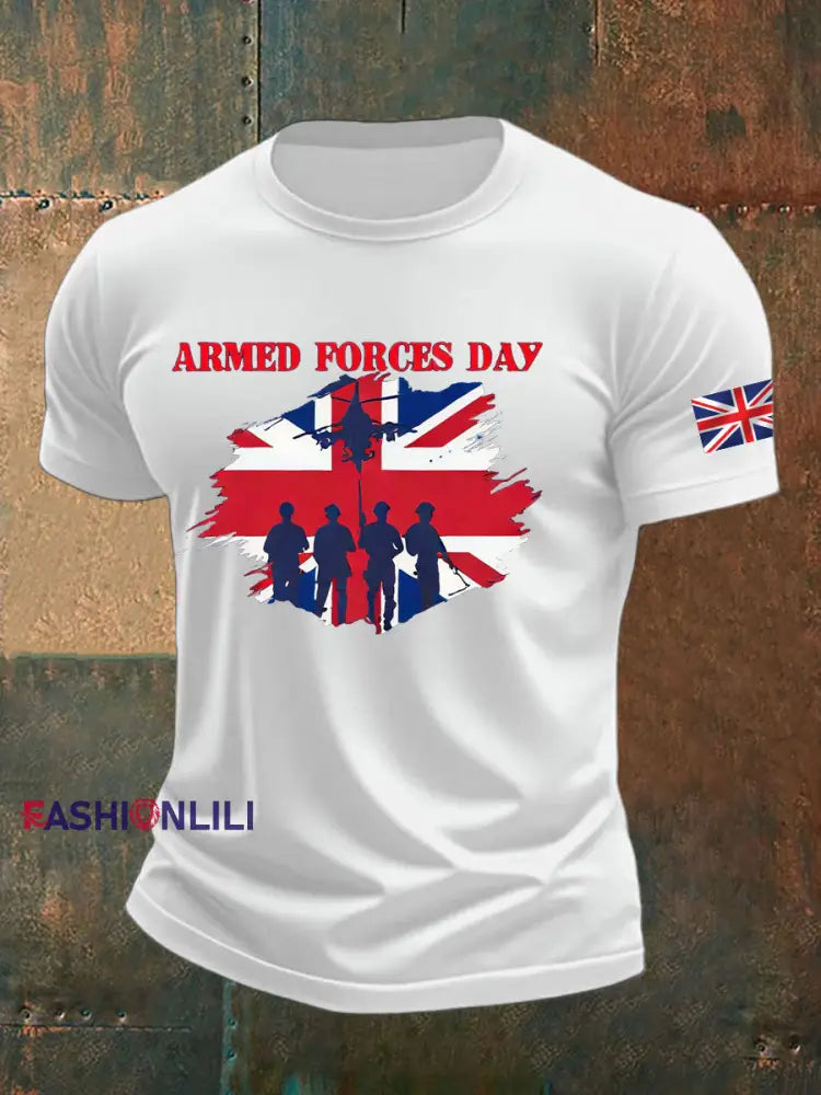 Men’s british veteran imitation cotton short sleeved T shirt White / S