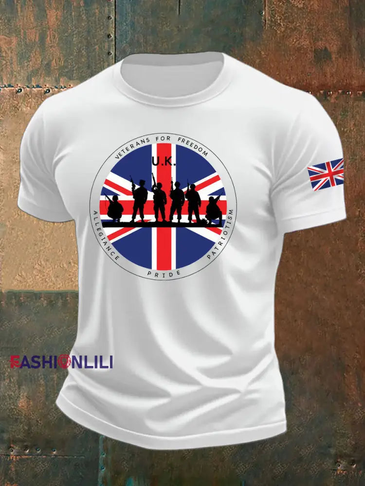 Men’s British Veteran imitation cotton short-sleeved T-shirt White / S