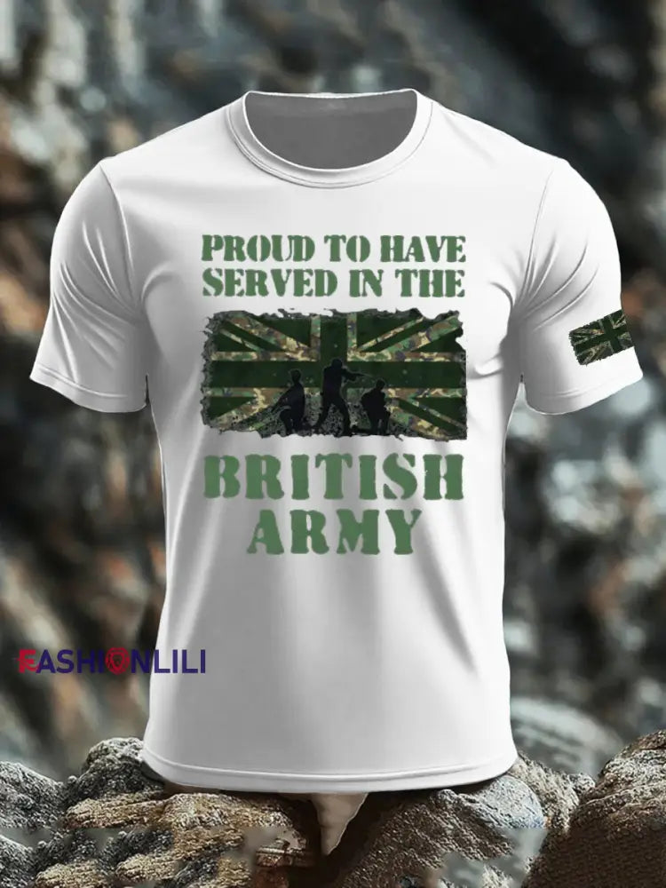 Men’s British Veteran imitation cotton short-sleeved T-shirt White / S