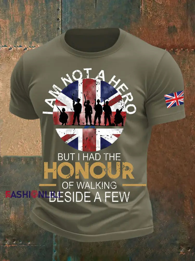 Men’s British Veteran Printed short sleeves t shirt Army Green / S