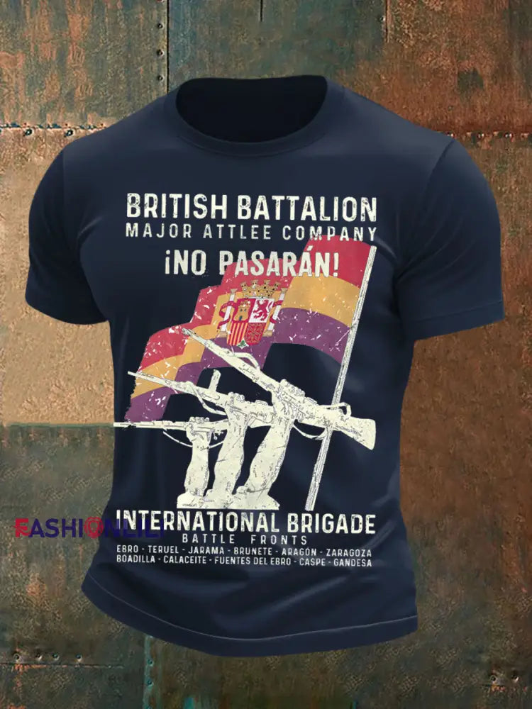 Men’s British Veteran Printed short sleeves t shirt Navy Blue / S