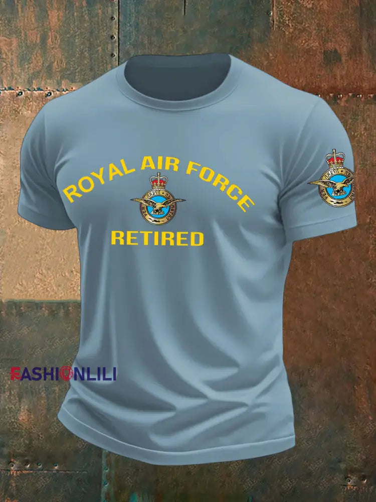 Men’s British Veteran Retired Printed T-shirt Sky Blue / S