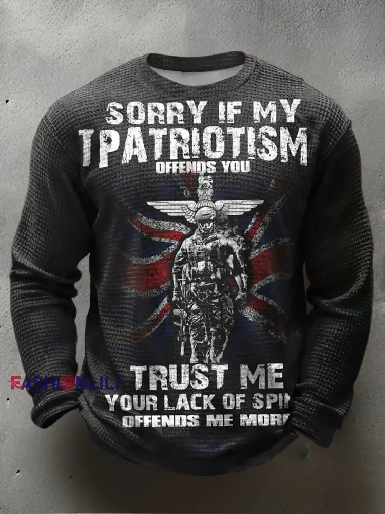 Men’s British Veteran Waffle Long Sleeve T-Shirt Black / S
