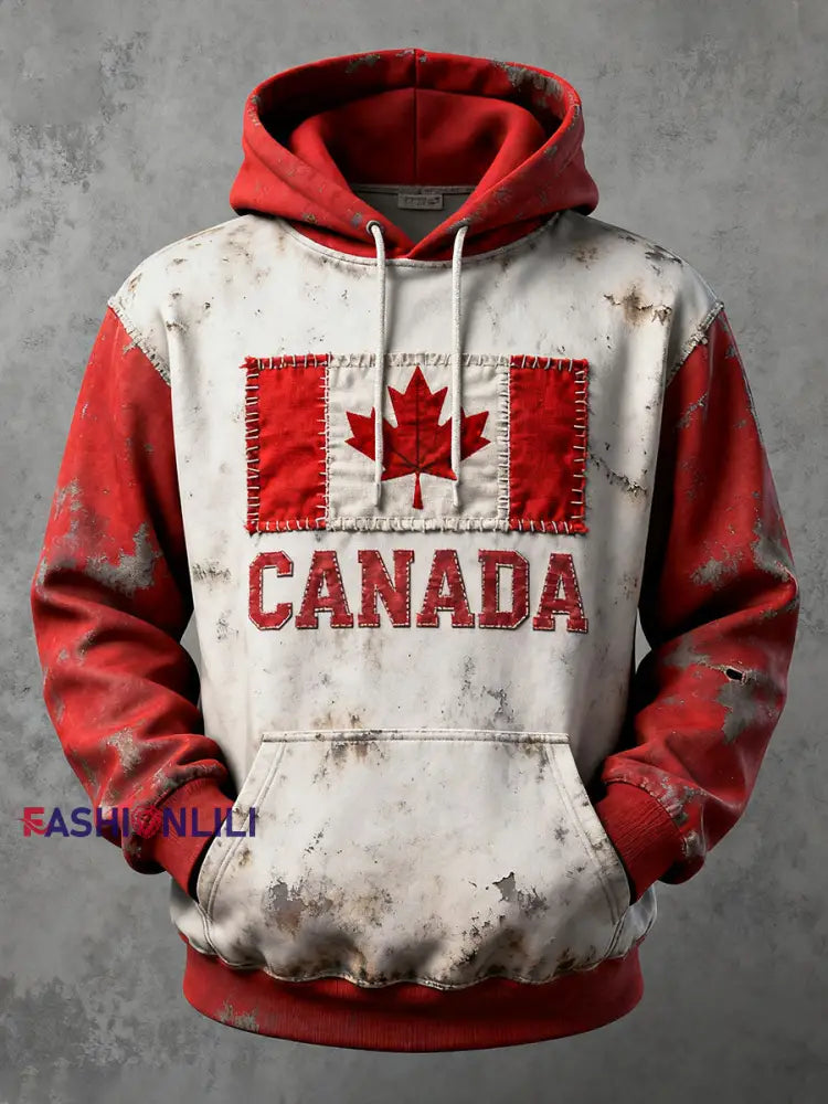 Men’s Canada Print Casual Hoodie Red / S