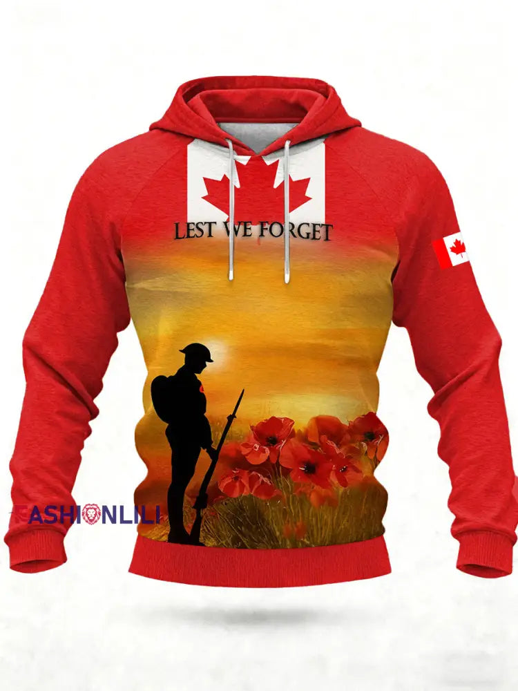 Men’s CANADA Printed Casual Hoodie Red / S
