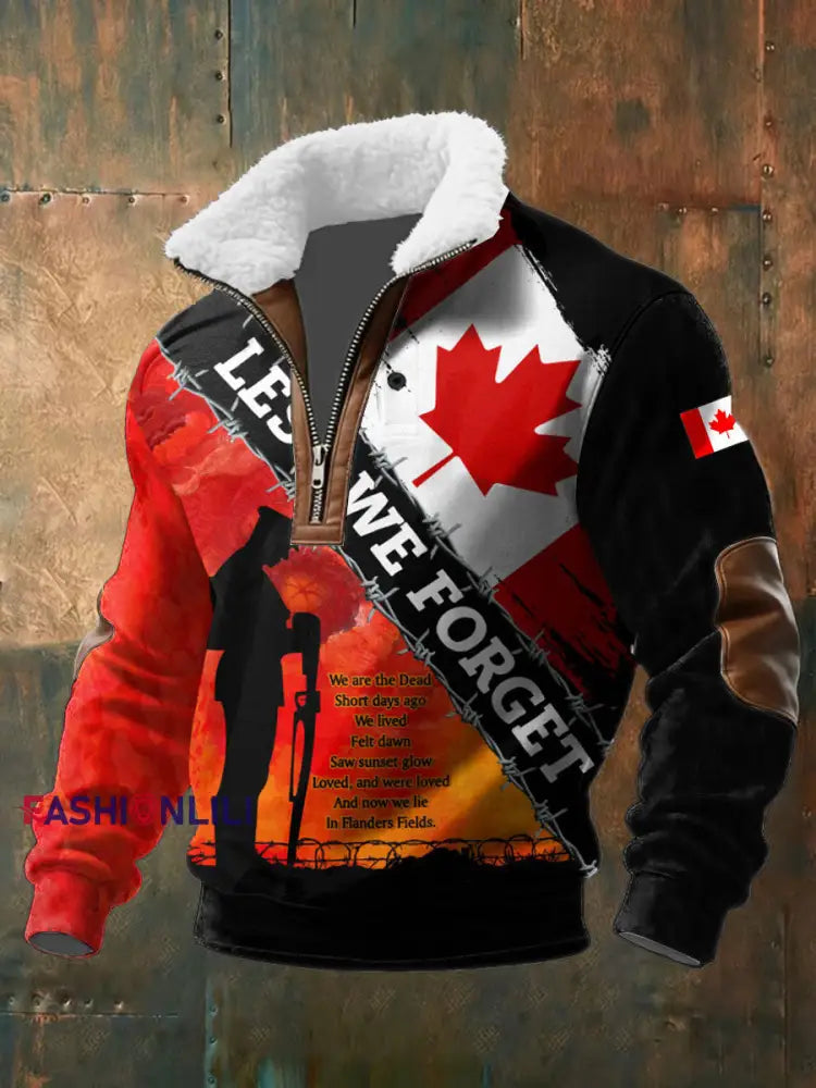 Men’s Canadian Remembrance Day Printed Casual Top As picture / S