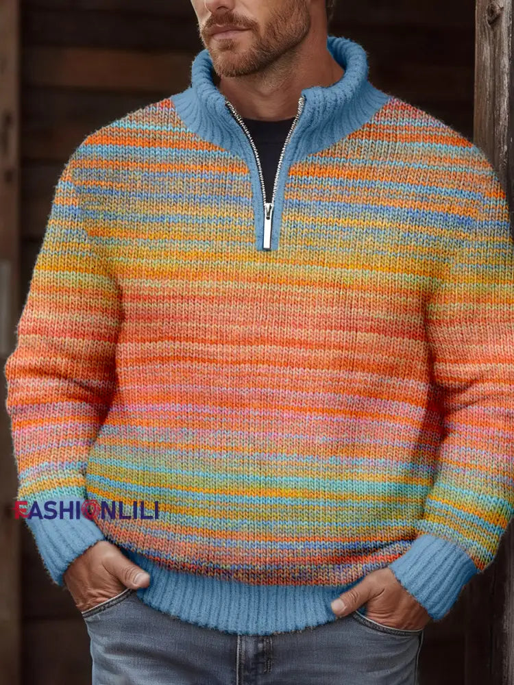 Men’s Colorful Striped Cozy Knit Sweater As picture / S