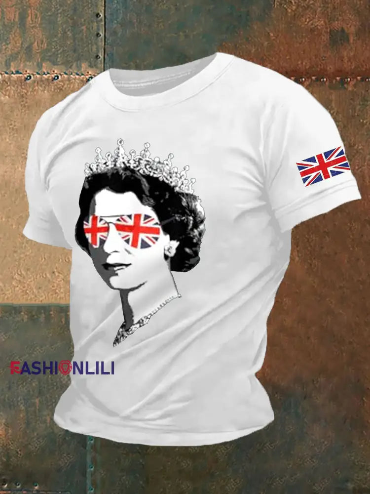 Men’s Elizabeth II Print Casual Tee White / S