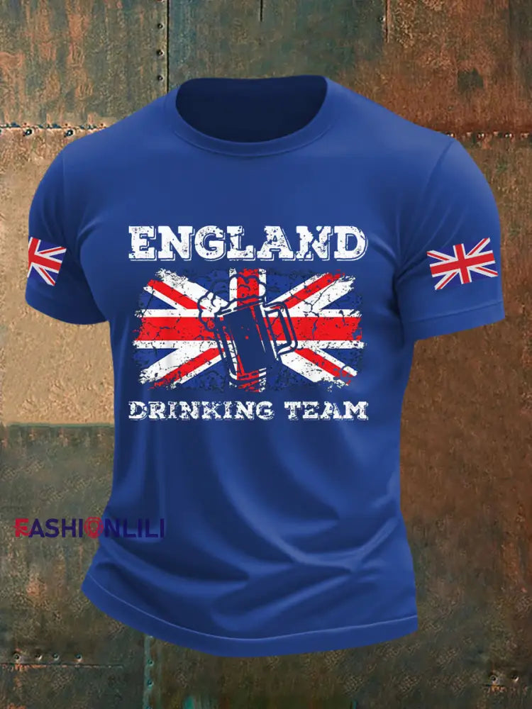 Men’s England Drinking Team Casual Printed T-shirt Royal Blue / S