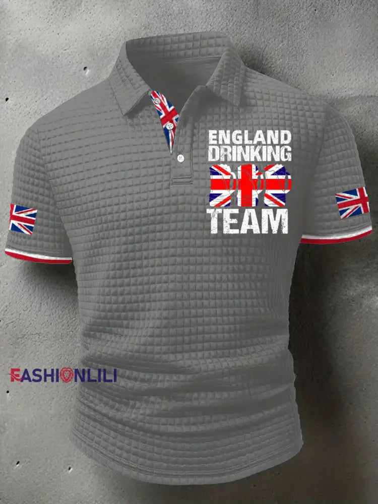 Men’s England Drinking Team Printed Casual Tops Gray / S
