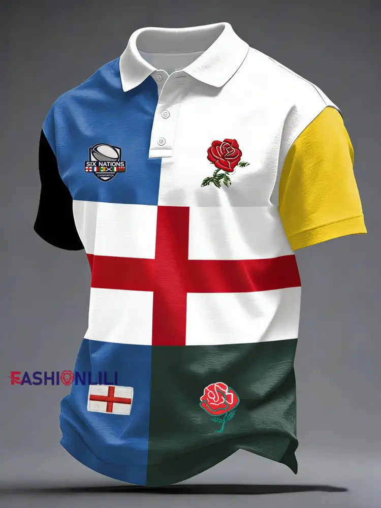 Men’s England Rugby Art Print Polo Shirt A / S