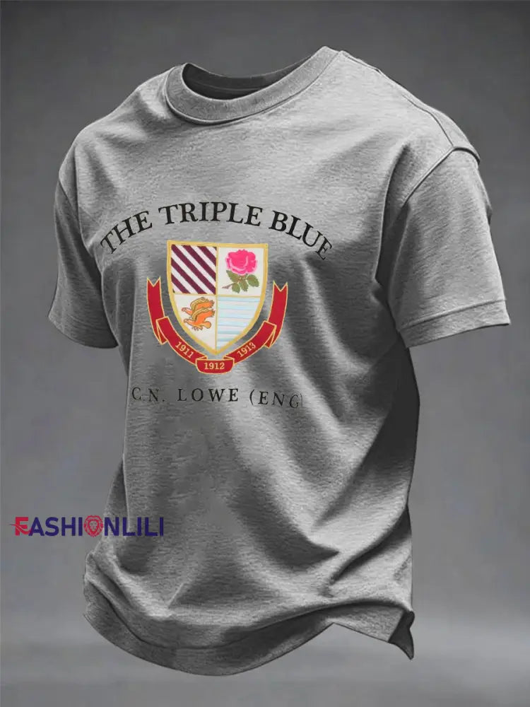 Men’s England Rugby Lover Printed imitation cotton short-sleeved T-shirt Light Gray / S