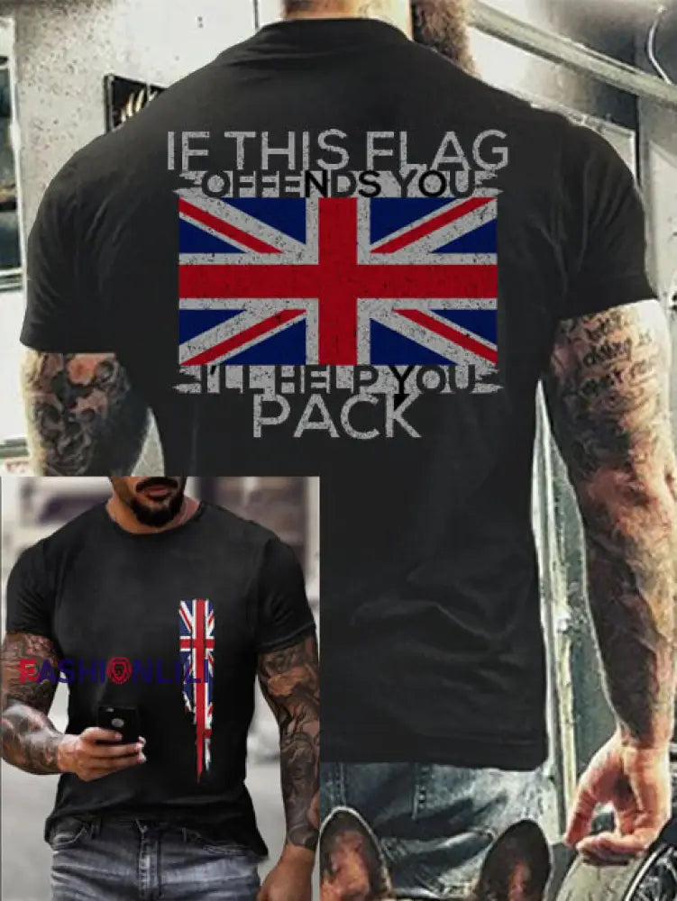 Men’s Flag Print Top Black / S