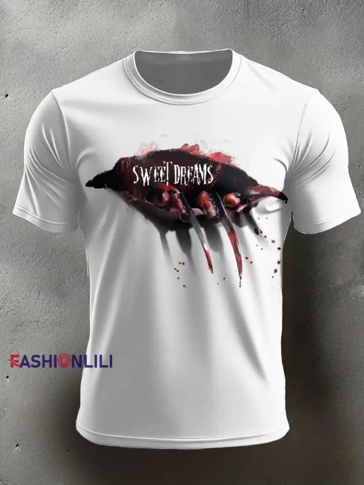 Men’s Halloween Horror Nightmare Printed T-shirt White / S