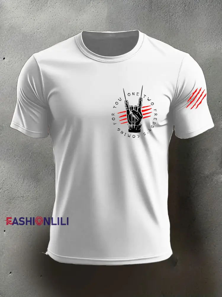 Men’s Halloween imitation cotton short-sleeved T-shirt White / S