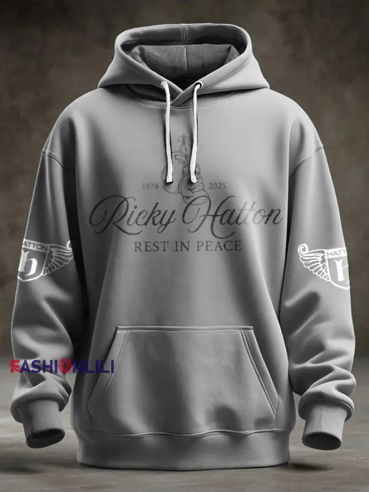 Men’s Hitman Rip Printed Hoodie Light Gray / S