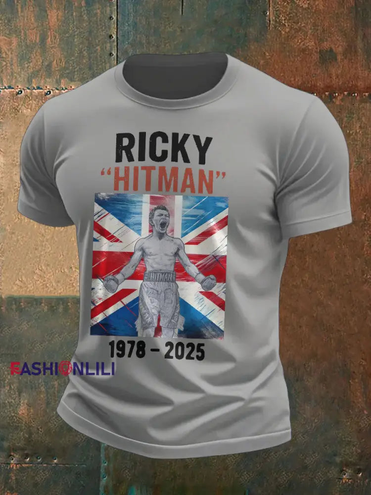 Men’s Hitman Rip Printed T-shirt Light Gray / S