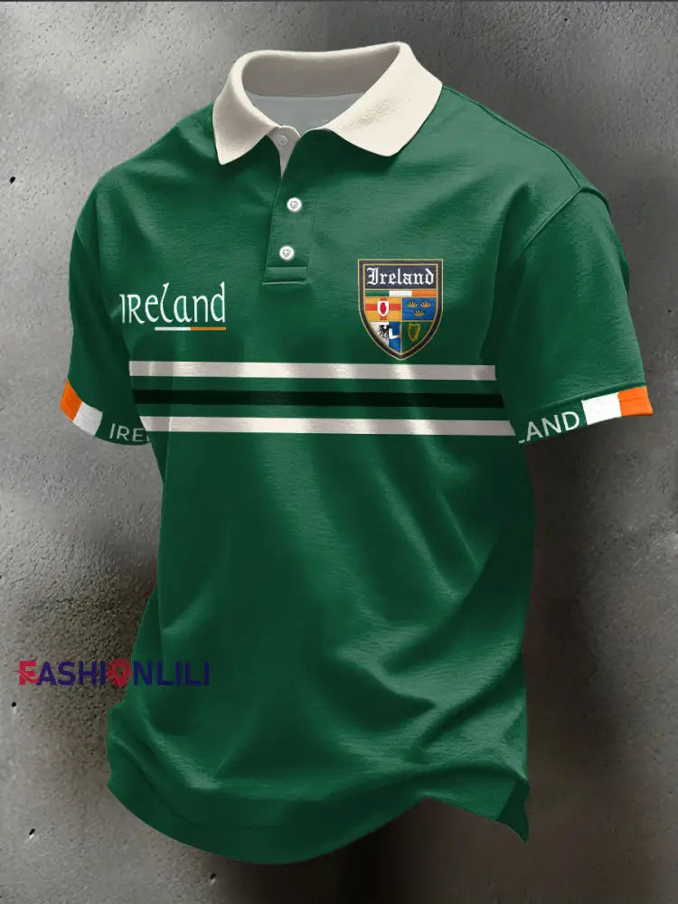 Men’s Ireland Rugby Lover Printed Casual Tops Green / S