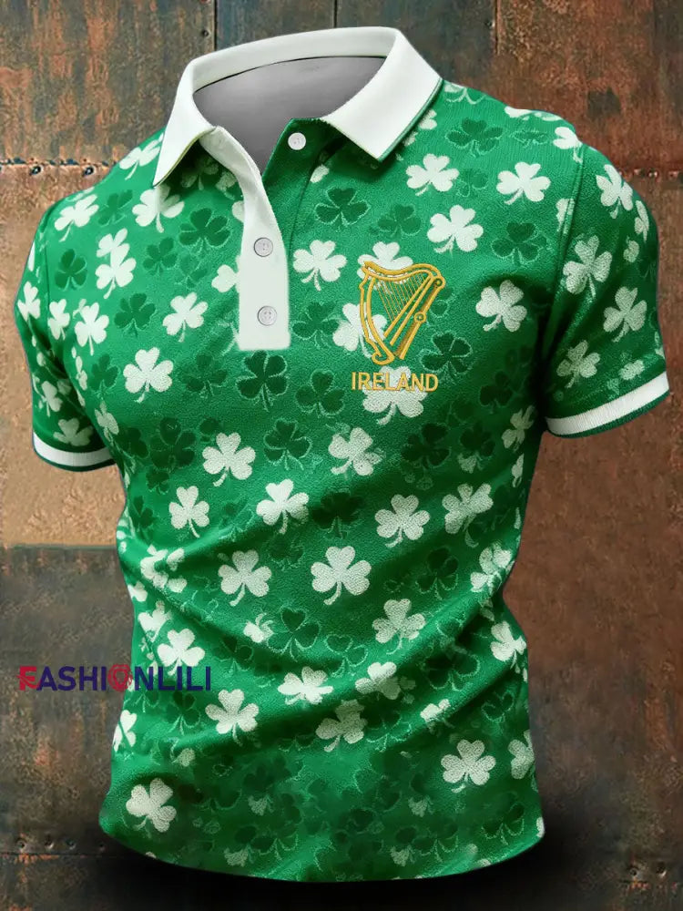 Men’s Ireland Rugby Lover Printed Casual Tops Green / S