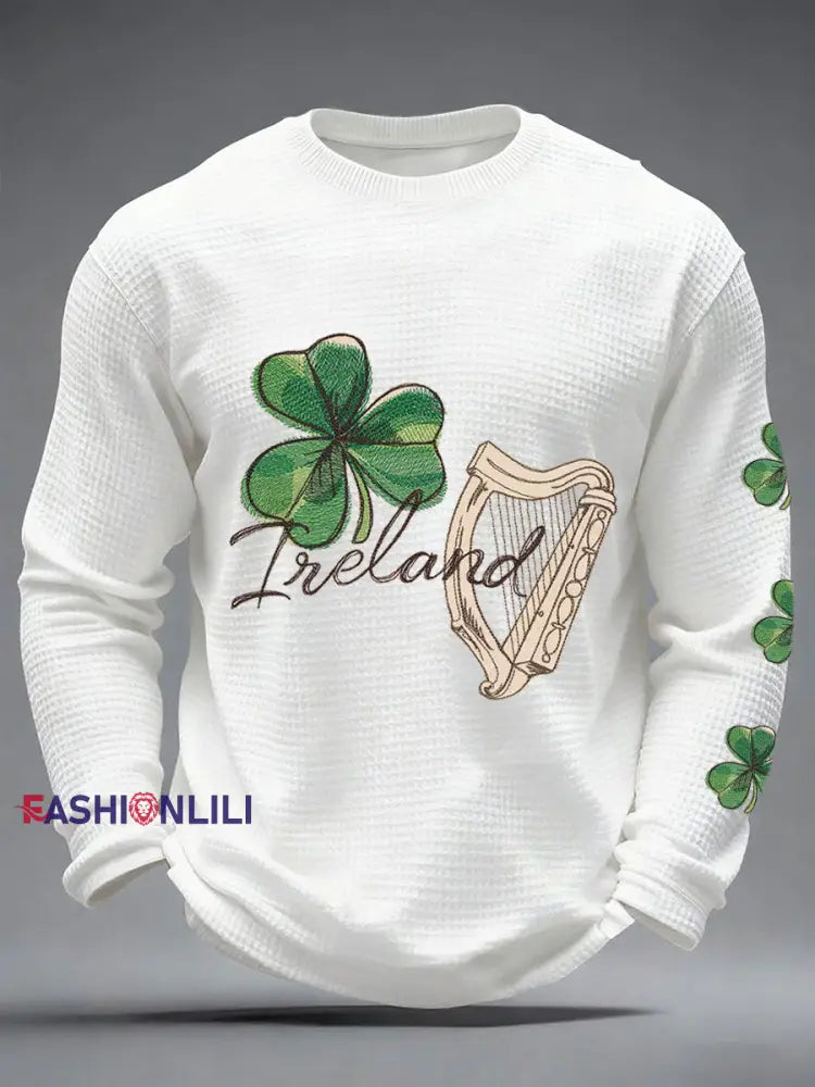 Men’s Ireland Rugby Lover Printed Waffle Tops White / S