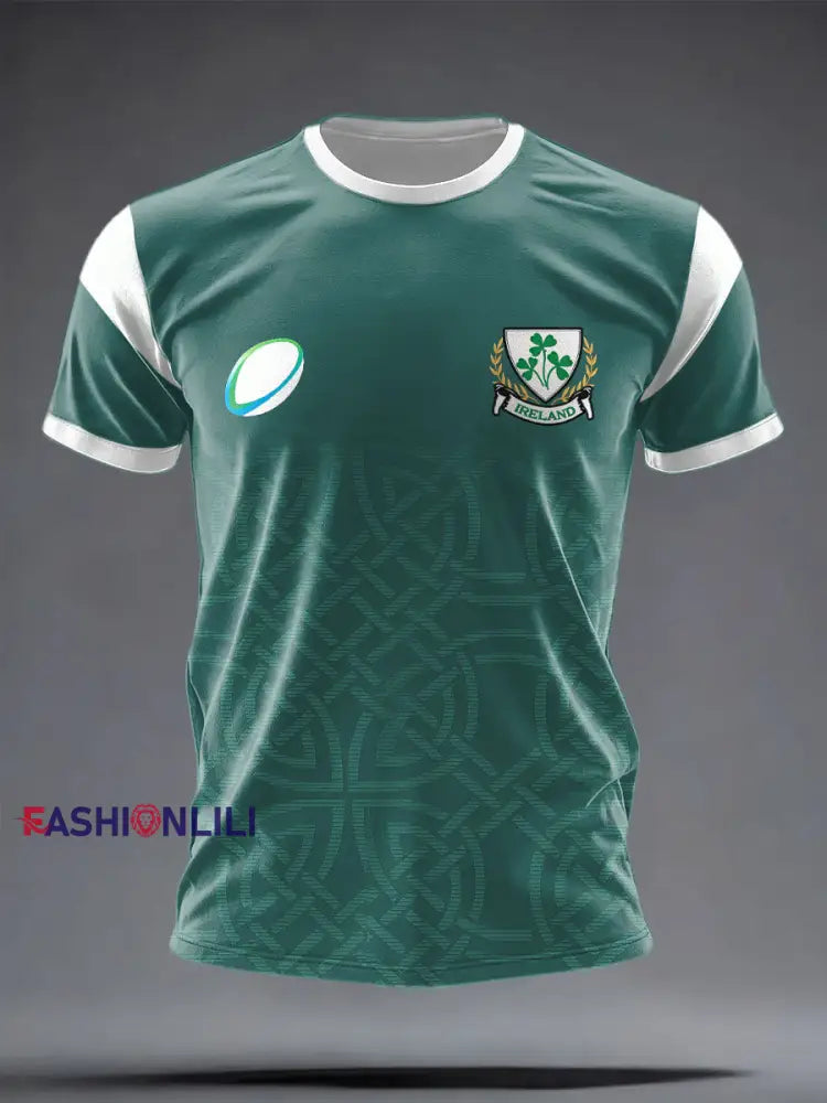 Men’s Ireland Rugby Lover Shamrocks Printed T-shirt Green / S