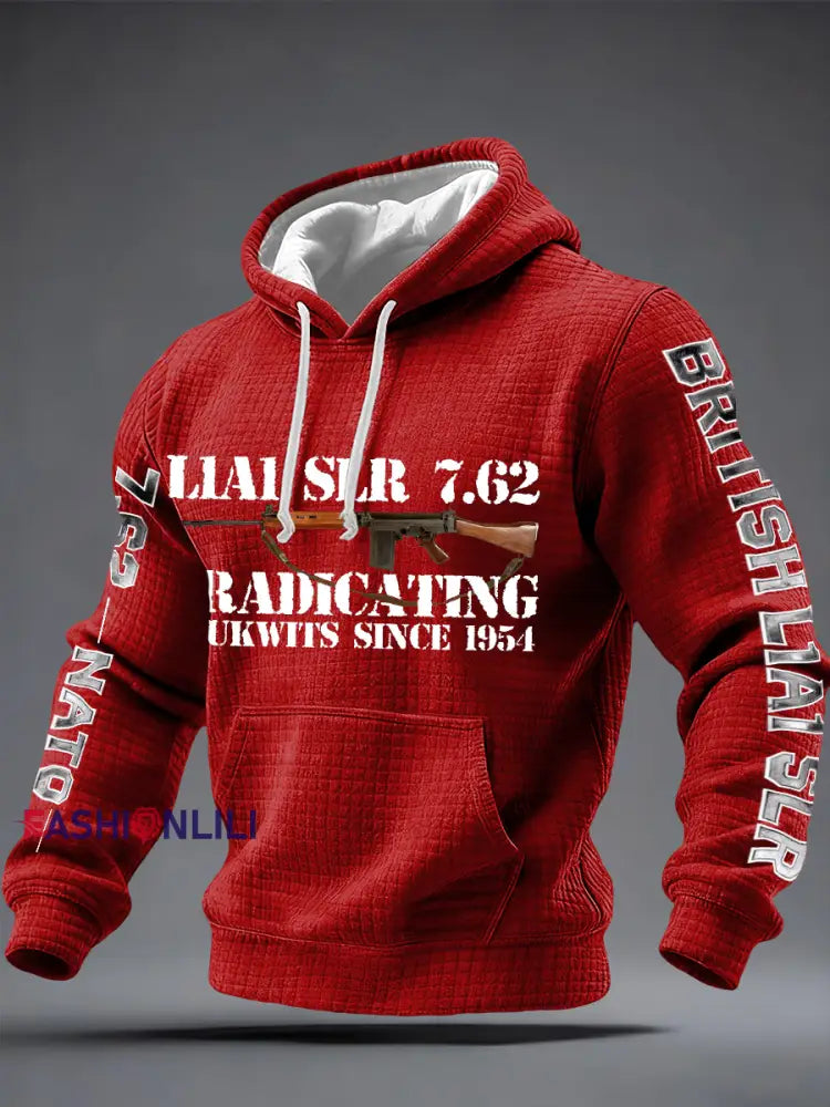 Men’s L1A1 SLR 7.62 Print Checkered Cotton Hoodie Red / S