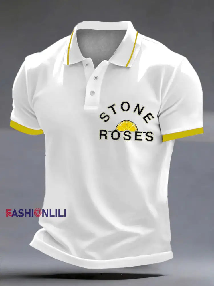 Men’s Lemon Roses Music Lover polo shirt White / S