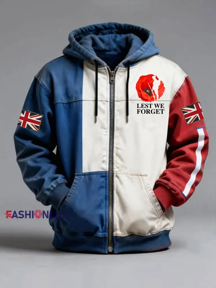 Men’s Lest We Forget Zip-Up Hoodie As picture / S