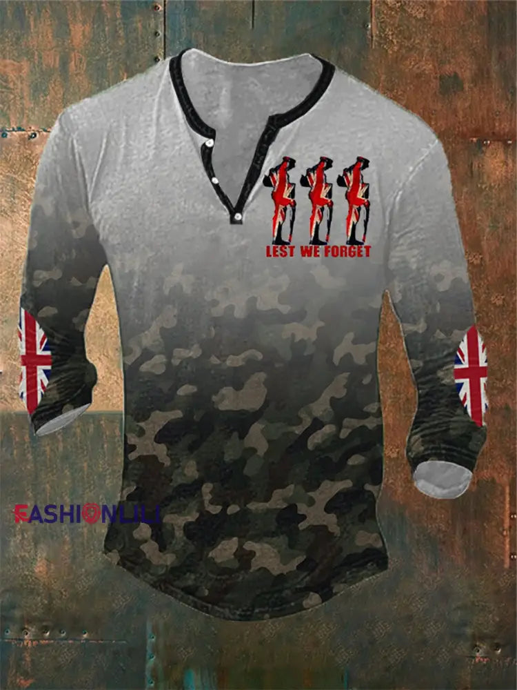 Men’s LRemembrance Day Lest We Forget Long Sleeve T-Shirt As picture / S