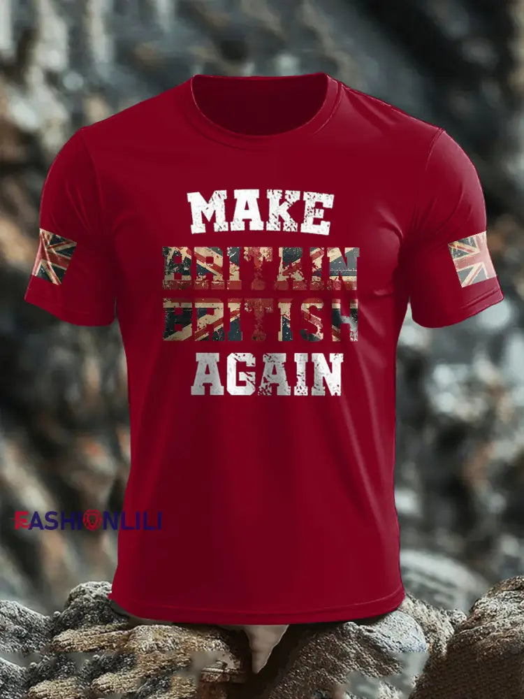 Men’s Make Britain British Again Printed T-shirt Deep Red / S