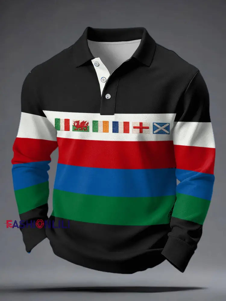 Men’s Nations of Rugby Lover Printed Casual Tops As picture / S