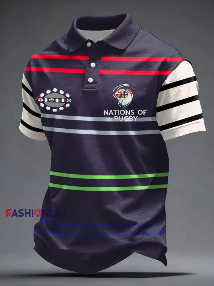 Men’s Nations of Rugby Lover Printed Casual Tops As picture / S