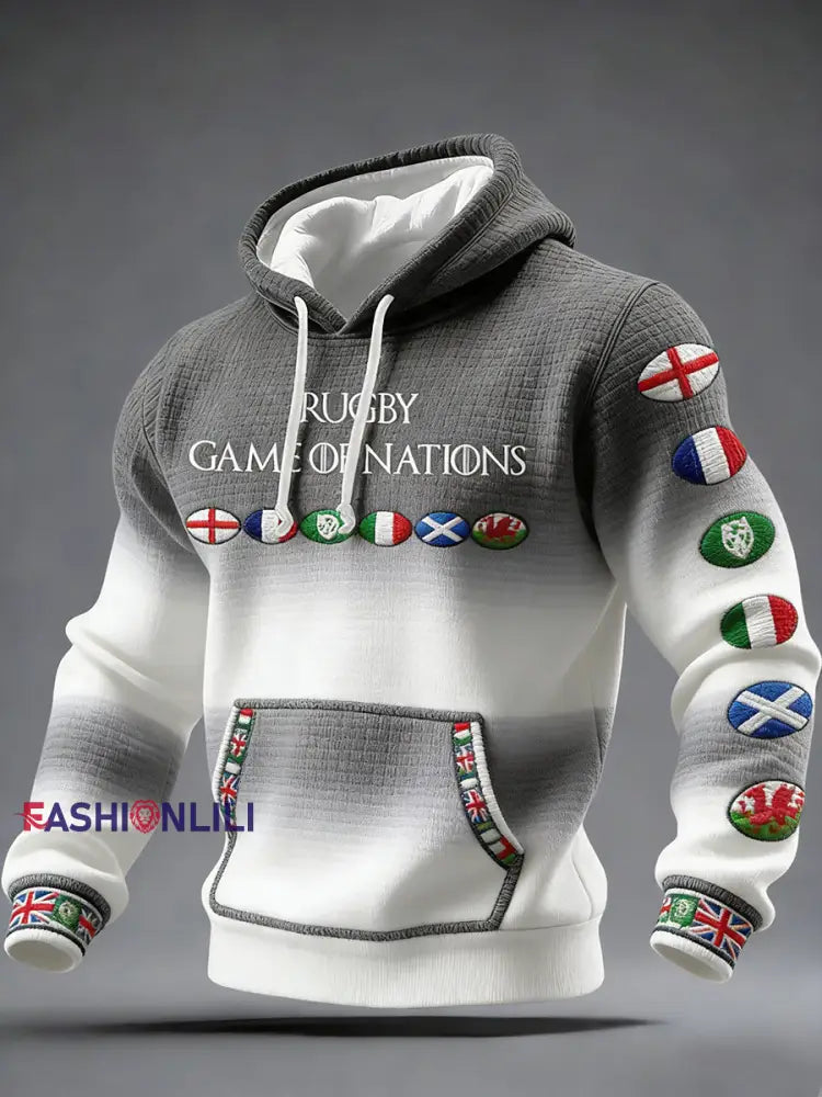 Men’s Nations of Rugby Lover Printed Hoodie A / S