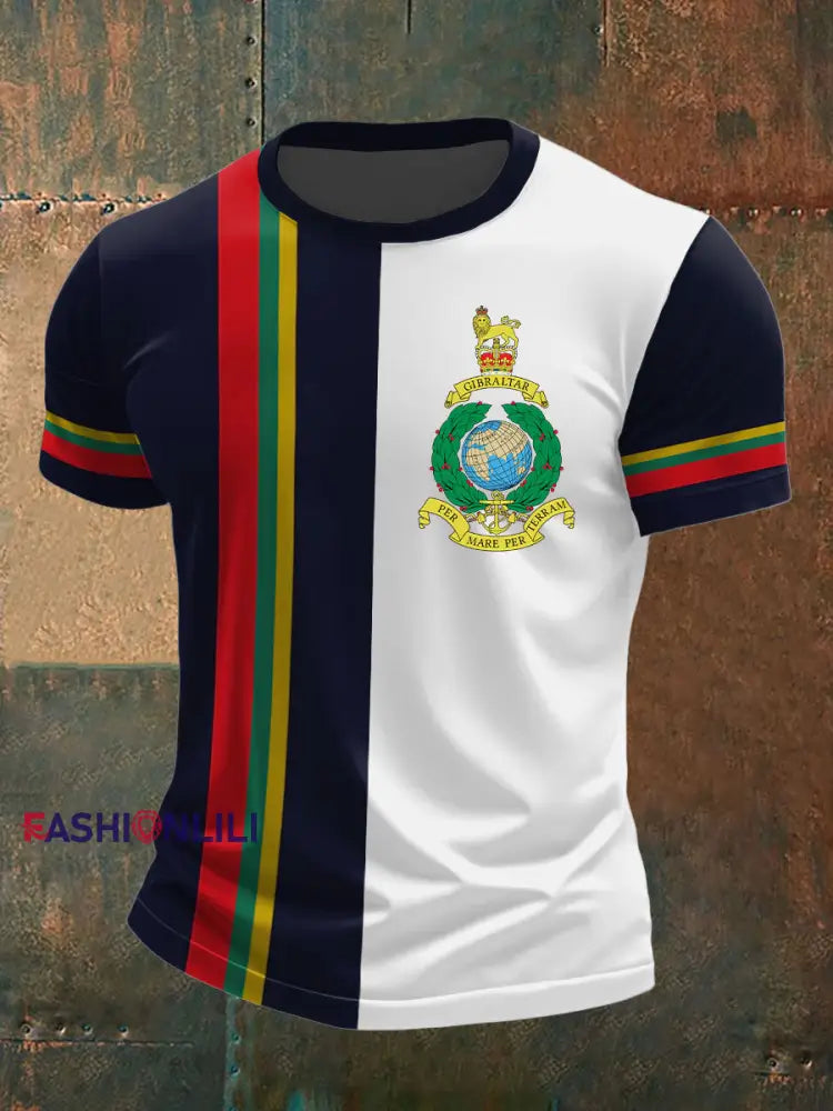 Men’s Navy Veteran Marine Printed Casual Tops White / S