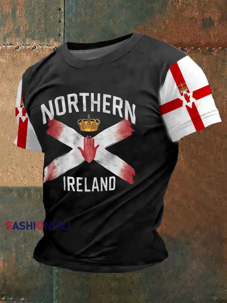 Men’s Northern Ireland Flag Casual T-Shirt Black / S