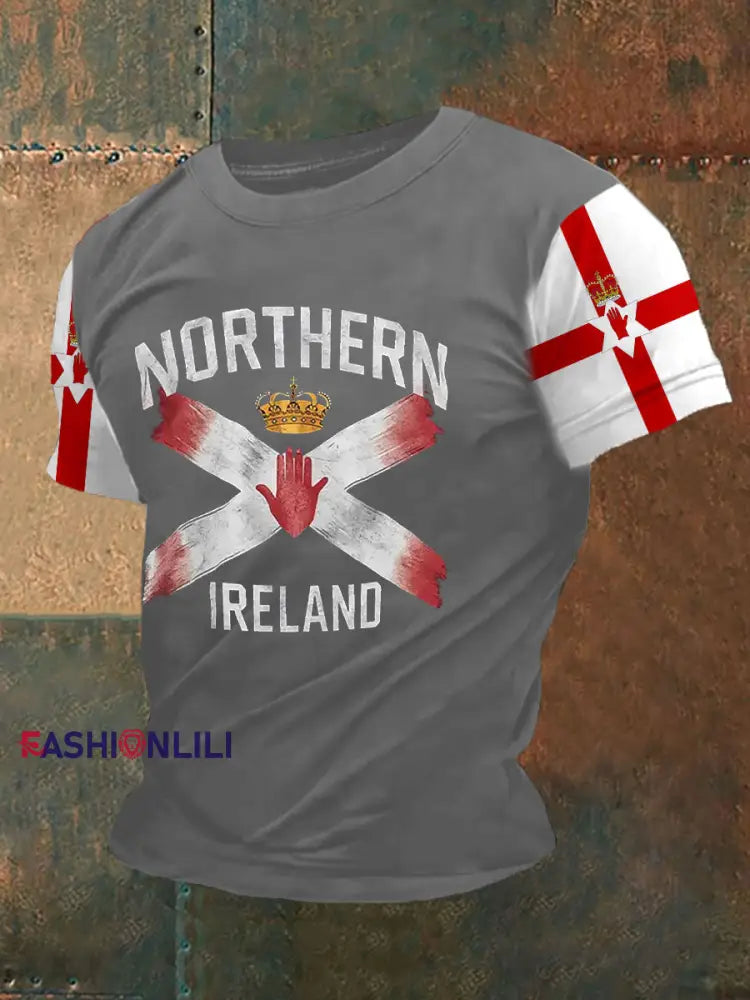 Men’s Northern Ireland Flag Casual T-Shirt Dark Gray / S